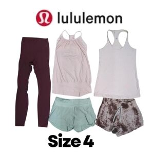 5 piece Lululemon Bundle Size 4 Pastel Gym Outfits Shorts shelf bra Tank Legging